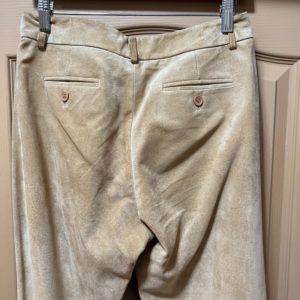 ❣️LIKE NEW❣️Washable MODA International Beige Suede Pants 100% Genuine Leather - Picture 7 of 13
